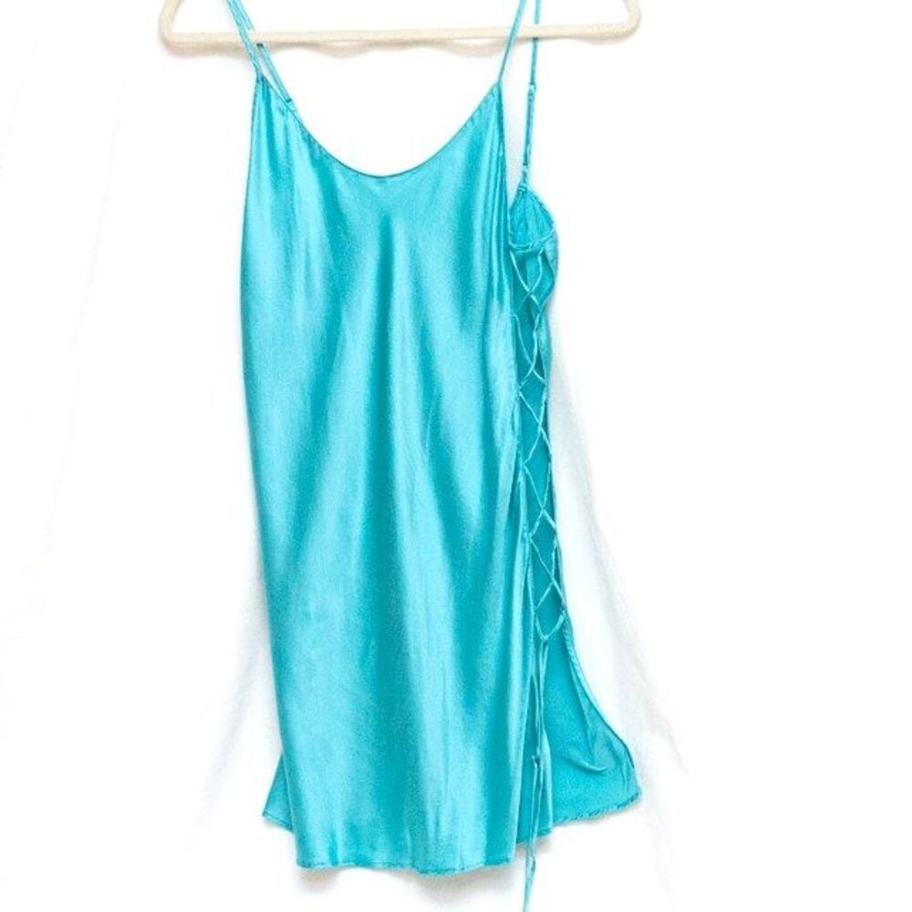 Rare Vgt Y2K Victoria’s Secret Y2K 100% Silk Slip Dress Corset Lace Up USA Sz M